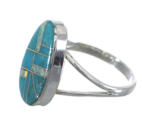 Turquoise Opal Inlay Sterling Silver Ring Size 5-1/4 RX57552